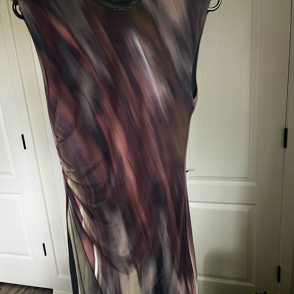Zara Maroon & Olive Midi Dress - Picture 6 of 8